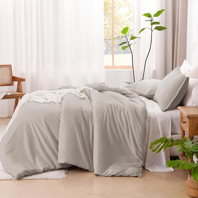 Litanika Linen Super King Plus Comforter Set, 3 Pieces Linen Lightweight Solid Super King Plus Bedding Comforter Set, All Season Fluffy Bed Set (1 Comforter & 2 Pillowcases)