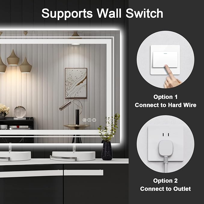 31x23 LED Bathroom Mirror with Front and Backlight, Dimmable Lighted Bathroom Vanity Mirror with Anti-Fog, Memory Function,Tempered Glass(Horizontal/Vertical)