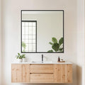 Suidia Bathroom Mirror, 36" x 36" Wall Mirror Metal Framed, Bathroom Vanity Mirror for Living Room Bedroom Bathroom Entryway, Black, Rect Corner Style