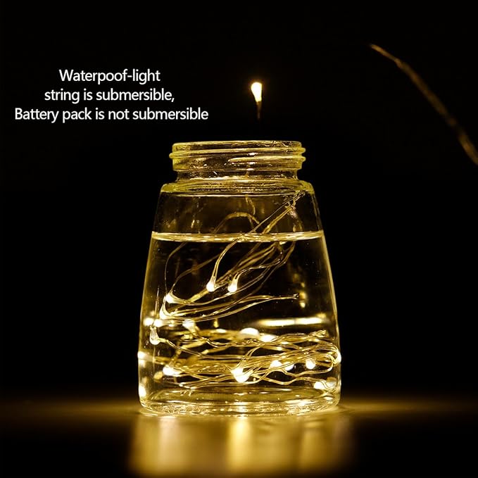 [12-Pack]String Lights Led Fairy Battery Starry String Lights 20 Tiny Lights On 3.5Ft Silver Wire For DIY Wedding Centerpiece, Mason Jar Craft, Christmas Tree, Garlands, Party Decoration (warm white)