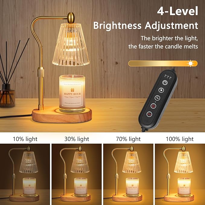 Dimmable Candle Warmer Lamp with RGB Mode & Timer, Electric Melting Lamps for Jar Candles, Wax Melt Warmers for Home Bedroom Decor (8 Colors LED Changing)