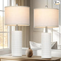 27" Ceramic Table Lamp, Farmhouse Table Lamp for Living Room, White Lamp for Bedroom, Night Stand, Modern Bedside Lamp Set of 2, End Table Lamps, White(2 Bulbs Included)