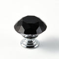 12pcs Diamond Shape Crystal Glass 30mm Drawer Knob Pull Handle Usd for Cabinet, Drawer (Black)