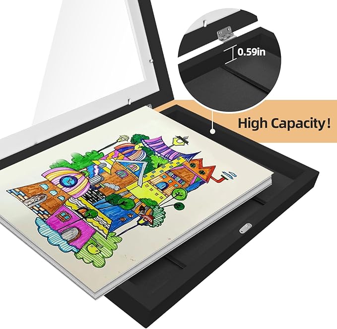4 Pack Kids Artwork Frames Changeable 8.5 x 11 Inch Children Art Projects Kids Art Frames Front Opening Picture Display Frame, Black