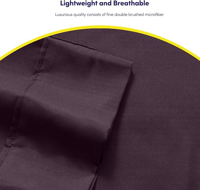 Cal King Size Bed Sheets - 6 Piece 1500 Supreme Collection Fine Brushed Microfiber Deep Pocket California King Sheet Set Bedding - 2 Extra Pillow Cases, Great Value, California King, Purple