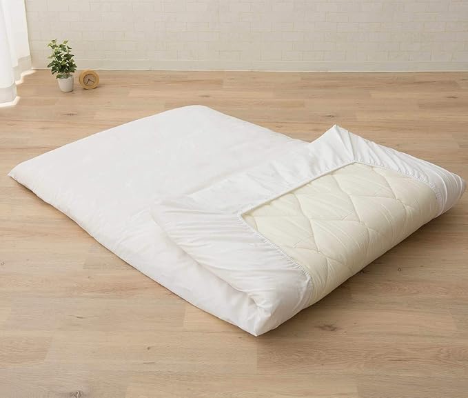 EMOOR Japanese Futon Mattress CLASSE & Fitted Sheet PRESSO Twin Made in Japan, Cotton (White) Foldable Floor Sleeping Bed Tatami Mat