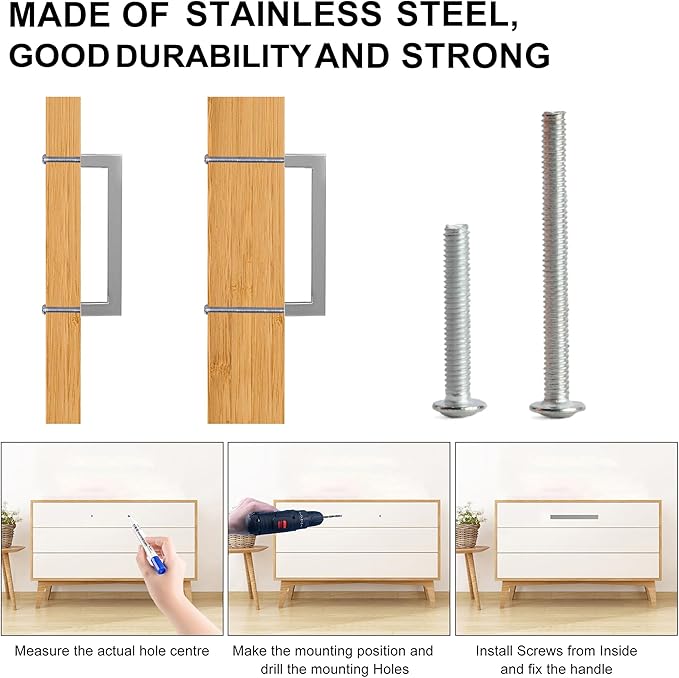 20 Pack 15 Inch Stainless Steel Square Cabinet Pulls, Brushed Nickel Finish, Easy to Install, Durable, Ambidextrous, 384mm Hole Centers