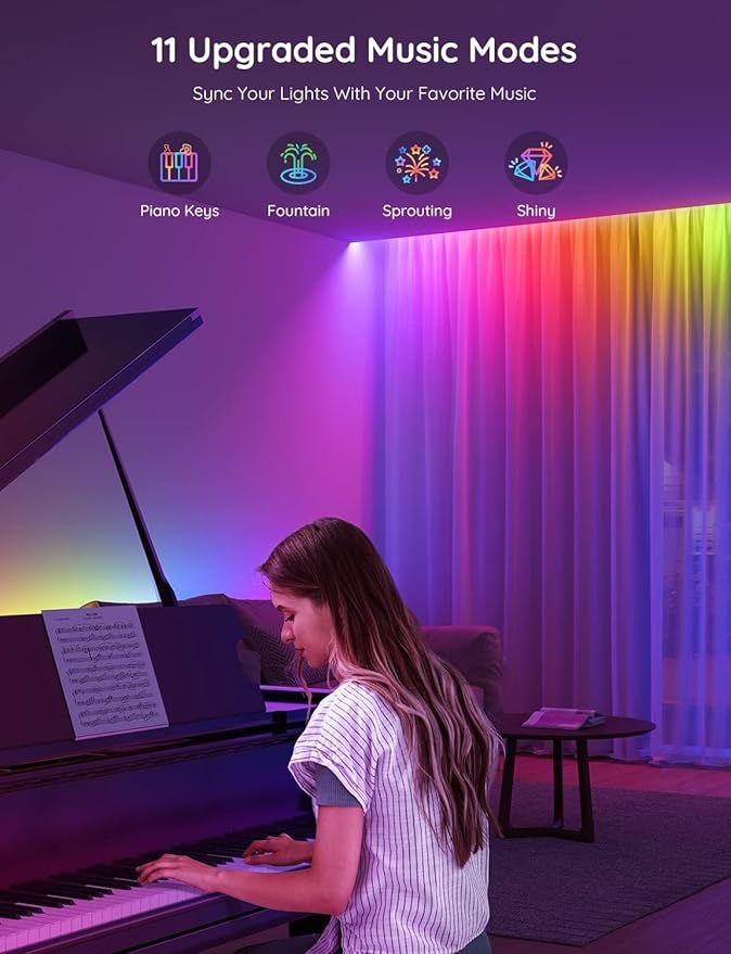 Govee RGBIC LED Strip Lights, 32.8ft Smart LED Lights for Bedroom, Bluetooth LED Lights APP Control, DIY Multiple Colors on One Line, Color Changing LED Strip Lighting Music Sync, Home Decor