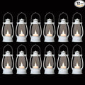 12Pcs Mini White Lanterns for Western Halloween Christmas – 6Inch Candle Lanterns with Flickering LED, Wedding Centerpiece Table Decorations, Camping Decor & Hanging Ornaments for Rustic Party