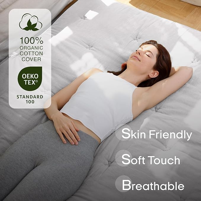 ZonLi Japanese Floor Futon Mattress Full Size 75"x 54", 100% Cotton Cover 2.5'' Thicken Tatami Mattress, Foldable Sleeping Pad, Portable Dormitory Tatami Mat, Roll Up Floor Lounger Bed for Adult