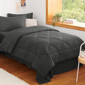 CozyLux Twin XL Comforter Set Dark Grey - 5 Pieces Twin Extra Long Bed in a Bag for College Dorm, All Season Bedding Set for Girls and Boys, Soft Bed Set with Comforter, Sheets, Pillowcase & Sham