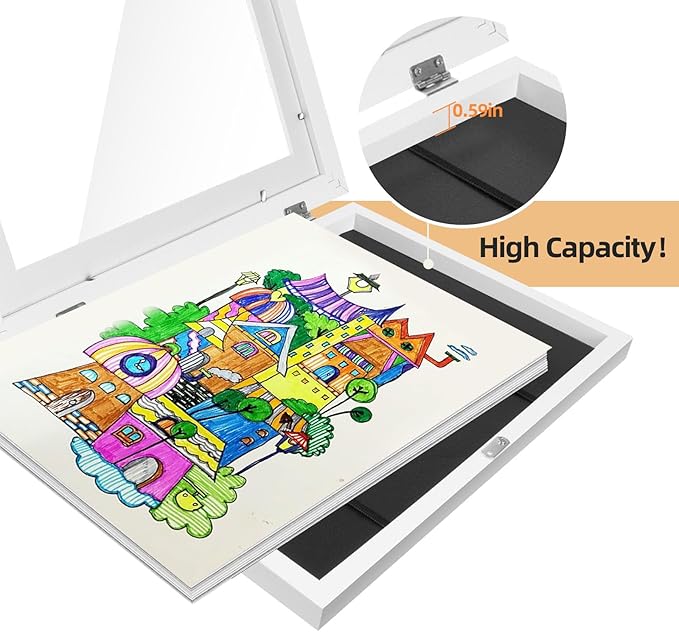 1 Pack Kids Artwork Frames Changeable 8.5 x 11 Inch Children Art Projects Kids Art Frames Front Opening Picture Display Frame, White