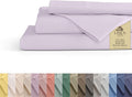 Linen Home 100% Cotton Percale Sheets California King Size, Iris Lilac, Deep Pocket, 4 Pieces Set - 1 Flat, 1 Deep Pocket Fitted Sheet and 2 Pillowcases, Crisp Cool and Strong Bed Linen