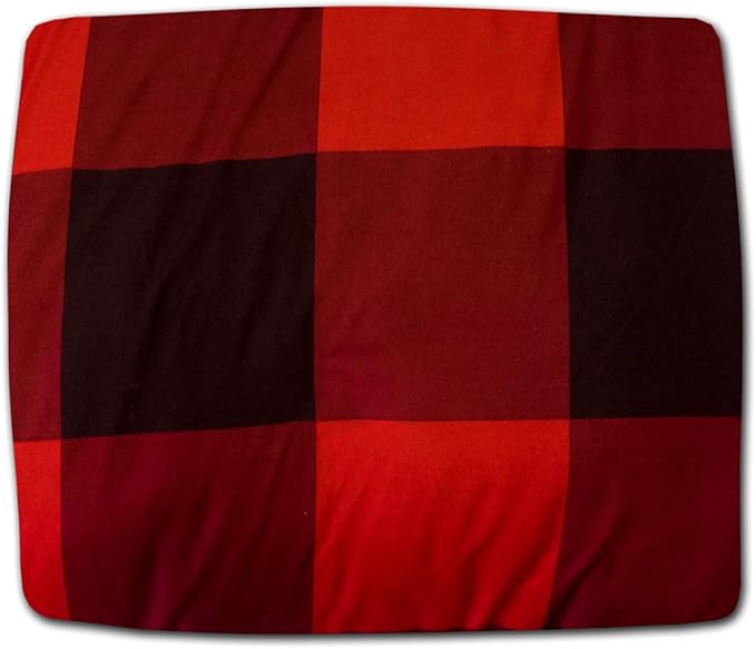 7 Piece Comforter Set Bag Solid Color All Season Soft Down Alternative Blanket & Luxurious Microfiber Bed Sheets, Queen, Buffalo Plaid Burgundy/Black