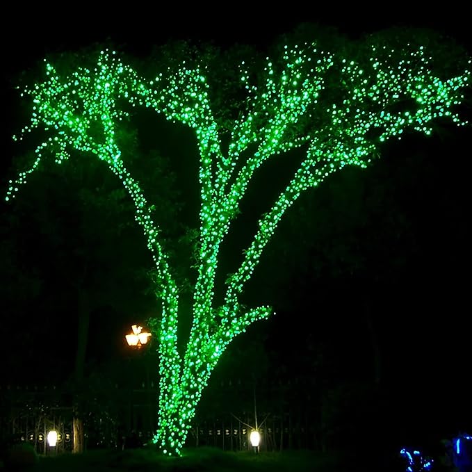 Dazzle Bright Green Christmas String Lights, 100 LED 33 FT Halloween Lights with 8 Modes, Waterproof Christmas Decorations for Indoor Outdoor Holiday Party Home Tree Decor