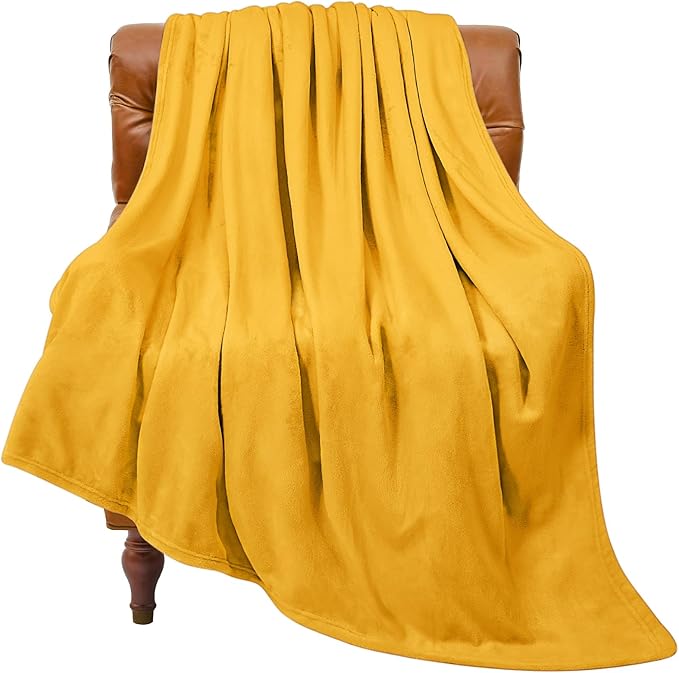 BEDELITE Fleece Blanket Yellow Throw Blanket for Couch & Bed, Luxury Plush Cozy Fuzzy Blanket 50" x 60", Super Soft Warm Lightweight Throw Blanket for Travel Camping