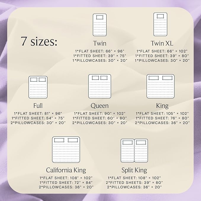 LuxClub 4 PC Queen Sheet Set, Deep Pockets Wrinkle Free Cooling Bed Sheets Hotel Bedding for Women, Men, Kids & Teens, Includes 1 Fitted Sheet, 1 Flat Sheet and 2 Pillowcases - Silky Soft Lavender