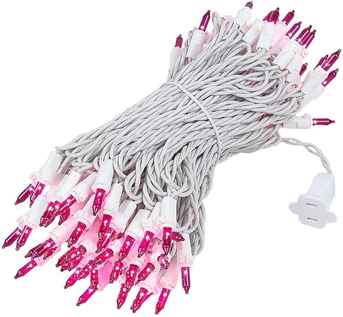 Novelty Lights 50 Feet 100 Bulb Incandescent Mini Light String, Purple with 6-Inch Spacing on White Wire, UL Listed Commercial Grade Indoor/Outdoor Mini Lights, Connectable End-to-End