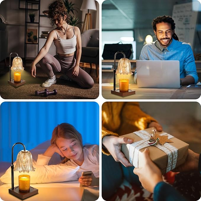 Candle Warmer Lamp with Timer Dimmable, Birthday Gifts for Women Mom, House Warming Gifts New Home Decor, Wax Melt Warmer for Jar Candles with 2 Bulbs