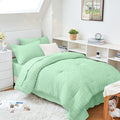 HYMOKEGE Mint Green Twin XL Comforter Set Seersucker 5 Pieces, All Season Luxury Bed in a Bag for Bedroom, Bedding Set with Comforter, Sheets, Pillowcase & Sham