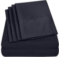 Queen Sheets Navy - 6 Piece 1500 Supreme Collection Fine Brushed Microfiber Deep Pocket Queen Sheet Set Bedding - 2 Extra Pillow Cases, Great Value, Queen, Navy