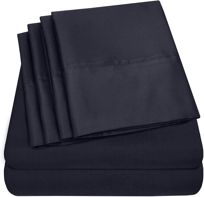 Twin XL Size Bed Sheets - 4 Piece 1500 Supreme Collection Fine Brushed Microfiber Deep Pocket Twin X-Large Sheet Set Bedding - 1 EXTRA PILLOW CASES, GREAT VALUE, Twin XL, Navy