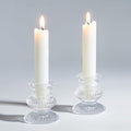 Romadedi Glass Candle Holder for Candlestick - 2 Pcs Clear Small Tapered Candle Holder Decor Wedding Table Centerpiece for Candle Sticks Christmas Party Living Room Dinner Advent