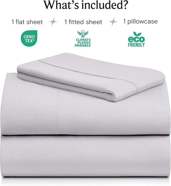LuxClub 3 PC Sheet Set Bed Sheets Deep Pockets 16" Eco Friendly Wrinkle Free Cooling Machine Washable Hotel Bedding Silky Soft - Dove Gray Twin