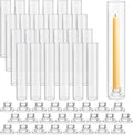 24 Set Glass Hurricane Candle Holders 11.8" Open Ended Glass Candleholder Tube Shape Bottomless and 1.26" Taper Clear Candlestick Holders for Wedding Party Table Centerpiece