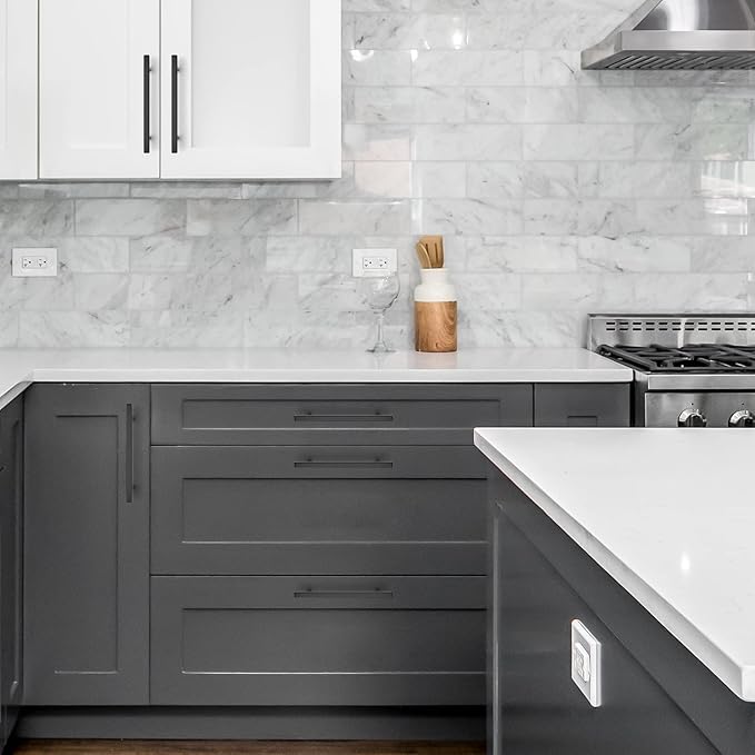 Ravinte Black Cabinet Handles 30 Pack 6-3/10 inch Matte Black Square Cabinet Pulls Kitchen Hardware 8-4/5 inch Overall Length Kitchen Drawer Pulls