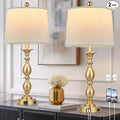 28" Tall Modern Table Lamps Set of 2 with USB A+C Ports and AC Outlet, 3 Way Touch Metal Bedside Lamps for Bedroom, Gold Farmhouse Nightstand Lamps for Living Room
