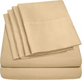 Queen Sheets Gold - 6 Piece 1500 Supreme Collection Fine Brushed Microfiber Deep Pocket Queen Sheet Set Bedding - 2 Extra Pillow Cases, Great Value, Queen, Camel