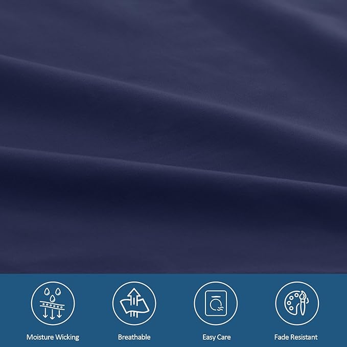 Full Sheet Set for Air Mattress - Deep Pocket Full Size Bed Set - Sheets with Pockets on Side - Easily Fits Extra Deep 16 in to 24 in Pillow Top Air Mattress - Navy Blue