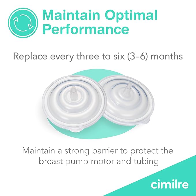 Cimilre Backflow Protectors, Silicone Backflow Protector Membrane Keeps Air, Moisture & Breast Milk from Entering Tubing & Breast Pump Motor (Set of 2)