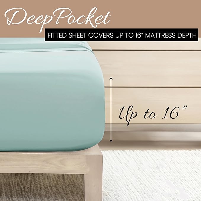 Linen Market Bed Sheets for California King Size Bed (Aqua) - Sleep Better Than Ever with These Soft and Cooling California King Sheets - Deep Pocket Fits 16" Thick Beds - 4 Piece Cal King Sheet Set