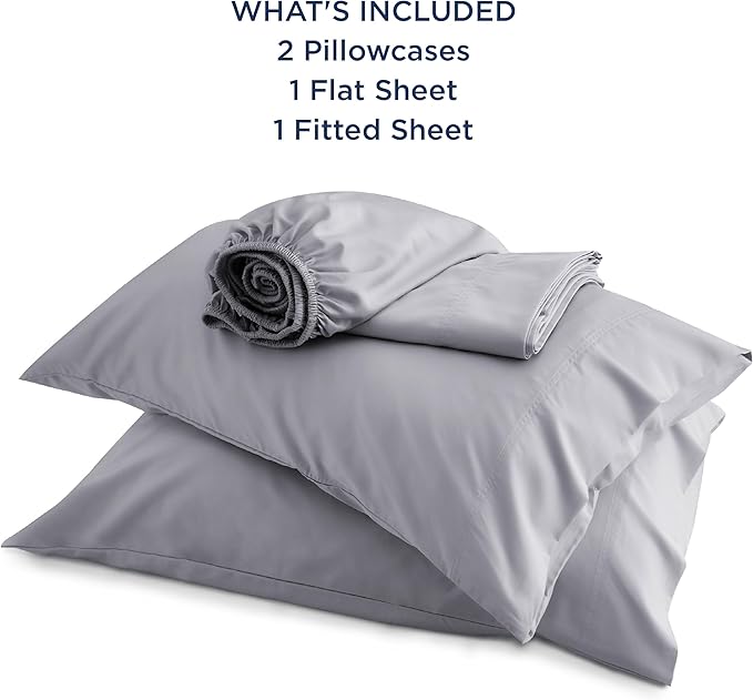 Bedsure Full Size Bed Sheets, Cooling Sheets, Rayon Derived from Bamboo, Breathable & Soft, Deep Pocket Up to 16 Inches, Hotel Luxury Silky Bedding for Hot Sleepers, Silver Grey
