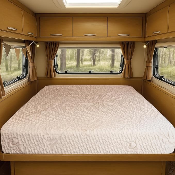 Foamma 5” x 39” x 75” Camper/RV Travel High-Density Foam Bunk Mattress, Organic Cotton Cover, Made in USA, Comfortable, Travel Trailer, CertiPUR-US Certified