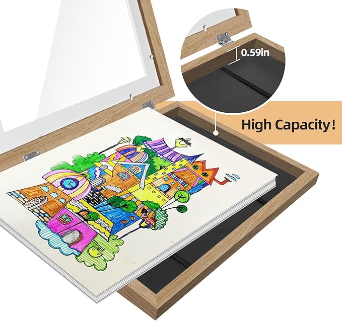 4 Pack Kids Artwork Frames Changeable 8.5 x 11 Inch hildren Art Projects Kids Art Frames Front Opening Picture Display Frame, Wood