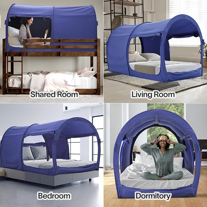 LEEDOR Bed Tent Dream Tents Bed Canopy Shelter Cabin Indoor Privacy Warm Breathable Pop Up Twin/Full/Queen for Kids and Adult Patent Pending(Mattress Not Included)