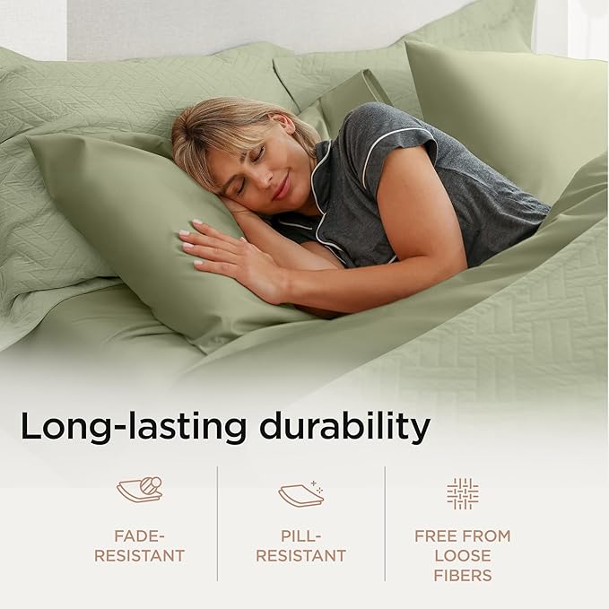 Threadmill Luxury 800 Thread Count Queen 100% Cotton Sheets - Sage Green Sateen Weave Bed-Sheets, Better Than Egyptian Cotton,4 Pc Solid Soft Bed Set, Fits 16" Deep Pocket