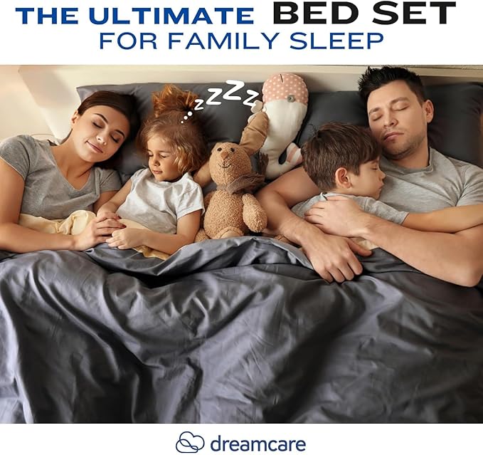 DREAMCARE Twin XL Sheets Set - 4 Pcs Cooling Bed Sheets with Up to 15" Deep Pockets - Soft, Long-Lasting 100% Brushed Polyester with Side Pocket (Spa Blue)