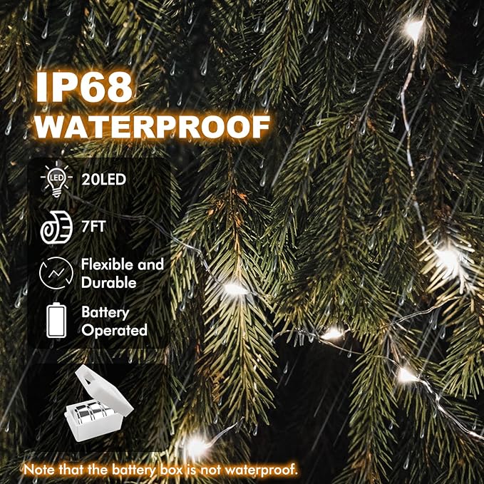 20 Pack Fairy Lights Battery Operated - 3 Speed Modes, 7Ft 20 LED String Twinkle Lights, Waterproof Copper Wire, Mini Firefly Light for Mason Jars Vases Christmas Decor, White