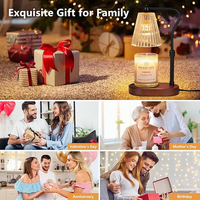 Candle Warmer Lamp with Timer Dimmer Adjustable Height,Mothers Day Gifts,Electric Wax Warmer Vintage Home Decor for Scented Jar Candles,Birthday Gifts for Women