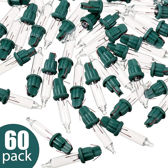 Mudder 60Count 2.5V Christmas 50/100/150/200 Count Mini Incandescent Wire String Lights Replacement Bulbs Indoor/Outdoor Christmas Lights Decor for Home Xmas Tree (Green Base with Warm White Bulb)