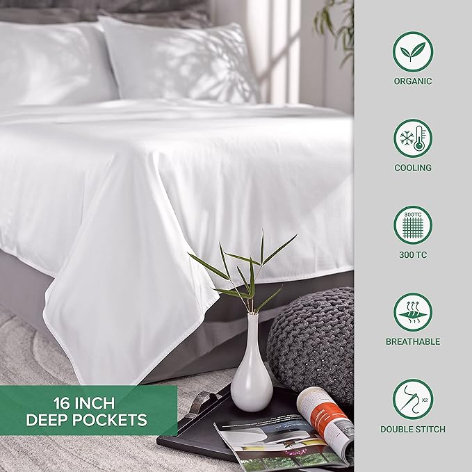 King Sheets by Pure Bamboo, Genuine 100% Organic Viscose Derived from Bamboo Bed Sheet Set, Luxuriously Soft & Cooling, Double Stitching, Lifetime Quality Promise (King, Stripes)