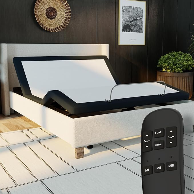 Blissful Nights Queen e3 Adjustable Bed Frame - Customizable Comfort with Wireless Remote Control, Head and Foot Incline, Easy Assembly, and 10 Year Warranty