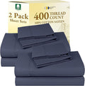 2-Pack King Size Sheet Sets - 400 Thread Count 100% Cotton Sateen - Extra Soft, Breathable & Cooling Sheets, Wrinkle Resistant, 2 Sets of Deep Pocket Bed Sheets - Indigo Dusty Blue