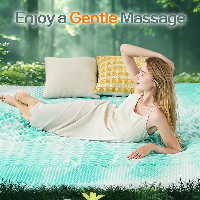 SINWEEK 1.5 Inch Mattress Topper 5-Zone Memory Foam Mattress Topper Pressure Relieve Soft Mattress Pad, CertiPUR-US Certified, Twin Size, Green