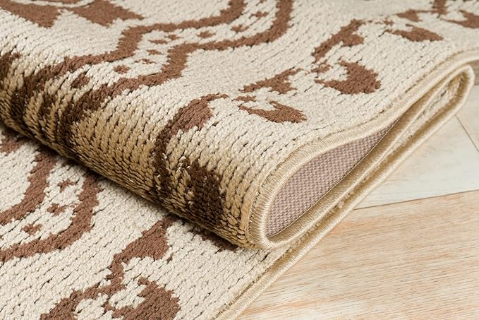 Custom Length Cut to Size Tribal Ethnic Southwestern Inspired Hallway Runner Rug, Non Slip Rubber Backed, 31 inch Wide X Customized Length, Aztec Beige, 31 inch X 20 feet