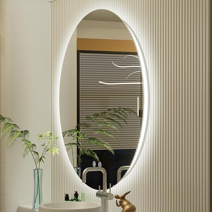 24 Inch Round LED Mirror for Bathroom,Backlit Round Bathroom Mirror with Lights, Anti-Fog, Touch, Dimmable, 3000K/4500K/6000K